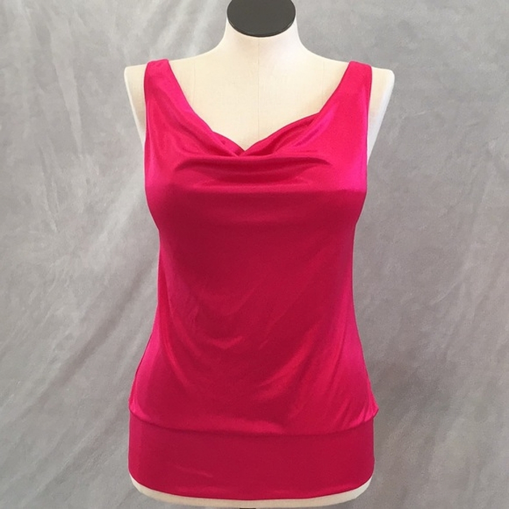 Charlotte Russe Sleeveless Hot Pink Cowl Neck Satin Top | Y2K Vintage